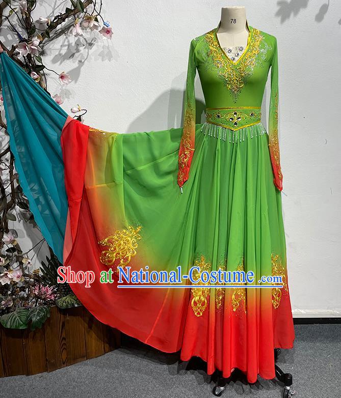 China Xinjiang Dance 540 Degree Art Test Large Swing Skirt Female Uyghur Performance Costume Stage Performance Costume Uyghur Dance Costume