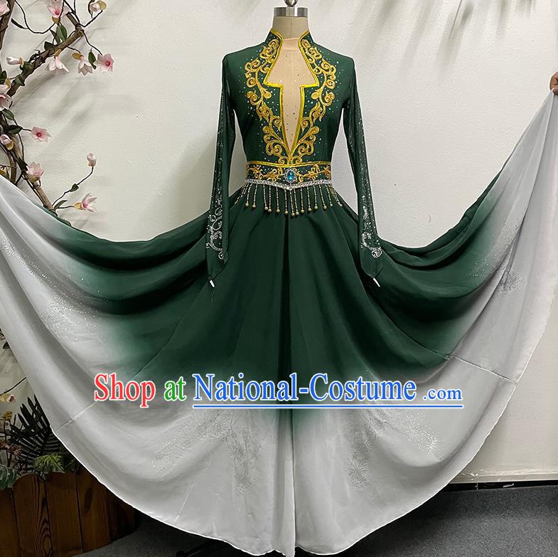 China Xinjiang Uyghur Dance Ethnic Swing Skirt Performance Costumes Women Grading Practice Costumes Uyghur Stage