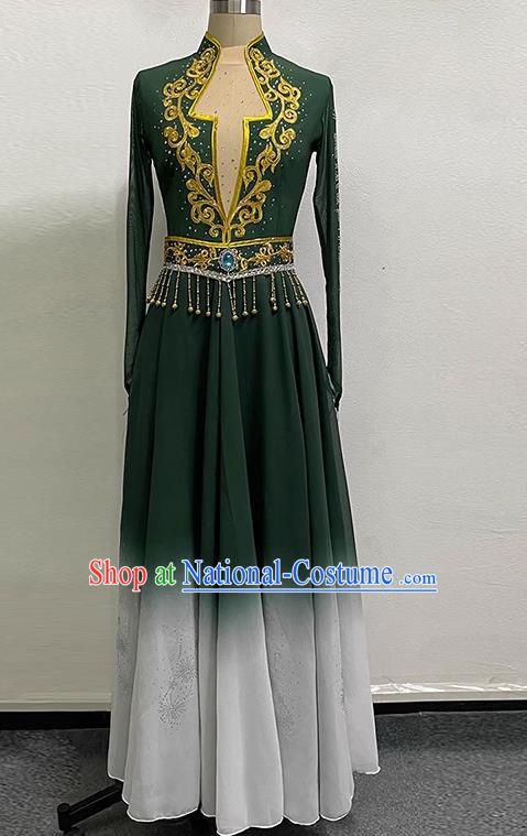 China Xinjiang Uyghur Dance Ethnic Swing Skirt Performance Costumes Women Grading Practice Costumes Uyghur Stage