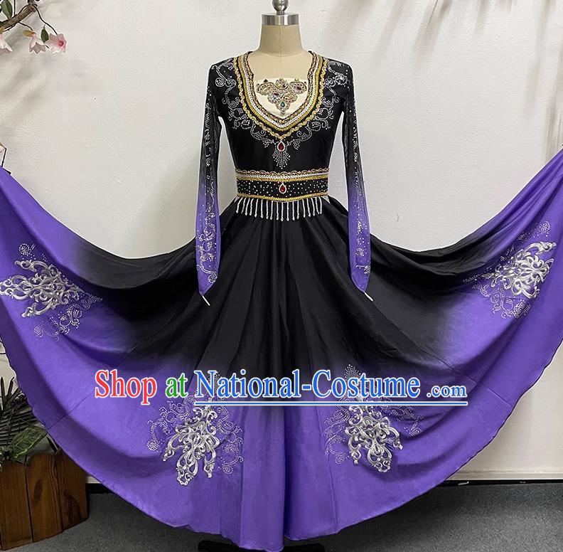 China Xinjiang Dance Performance Clothing Ethnic Style Elegant Big Swing Art Test Self Cultivation Dress Practice Performance Clothing