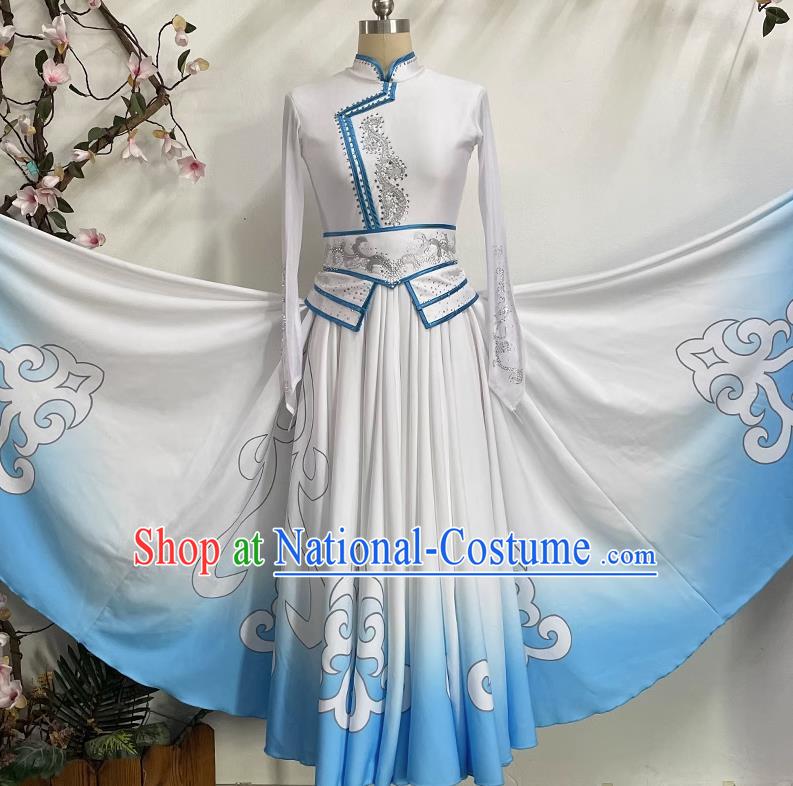 China Mongolian Clothing Performance Clothing Elegant Large Skirt Gradient Color Self Cultivation Dress Long Skirt Art Test Practice Performance Clothing