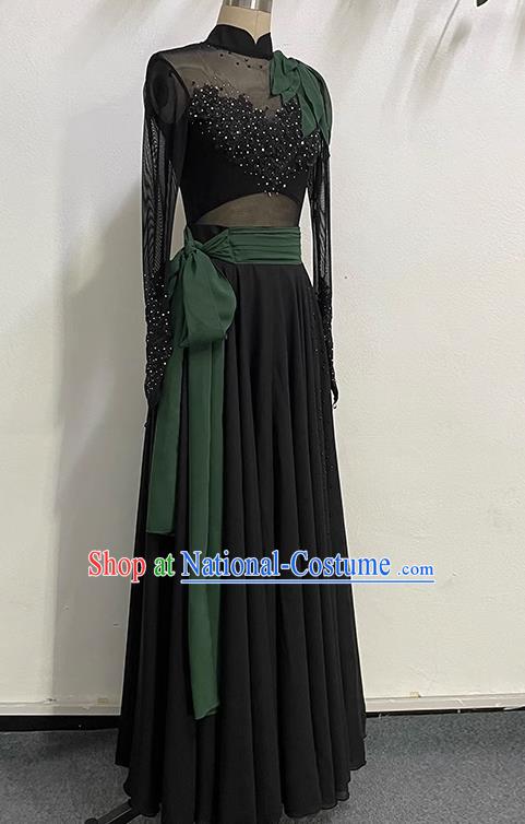 China Classical Elegant Long Skirt Big Swing Self Cultivation Practice Skills Test Dance Modern Performance Clothing Female