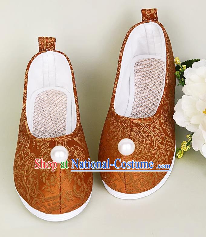 Hanfu Shoes Ancient Style Flat Heel Round Toe Soft Sole Shoes Ming Horse Face Ancient Costume Women Cloth Shoes