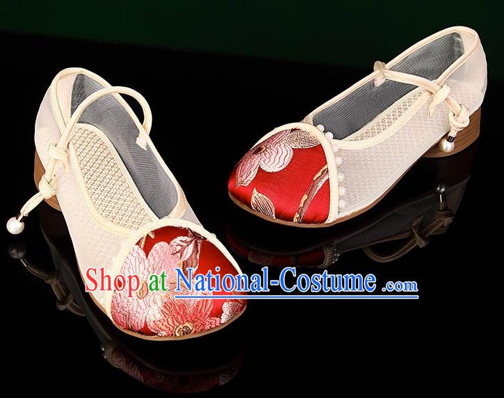 Head Turned Hanfu Shoes Brocade Green Ancient Cloth Shoes