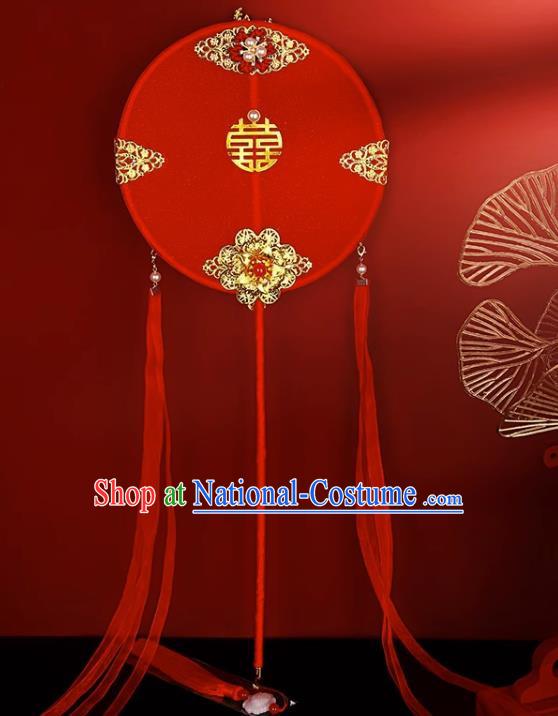 Chinese Style Group Fan Xiuhe Clothing Bride Wedding Wedding Handmade Happy Fan Red Double Sided