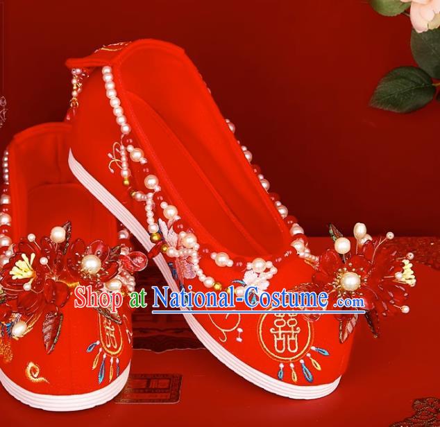 Chinese Style Wedding Shoes Female Xiuhe Shoes Red Bridal Shoes Cloth Shoes