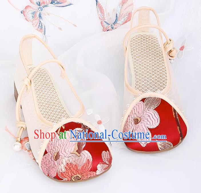 Head Turned Hanfu Shoes Brocade Green Ancient Cloth Shoes