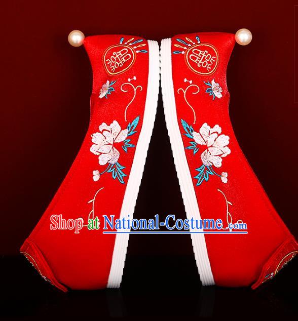 Red Bride Xiuhe Wedding Shoes Embroidered Hanfu Shoes