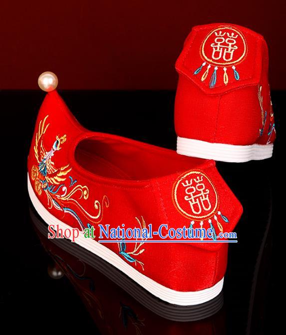 Red Bride Xiuhe Wedding Shoes Embroidered Hanfu Shoes