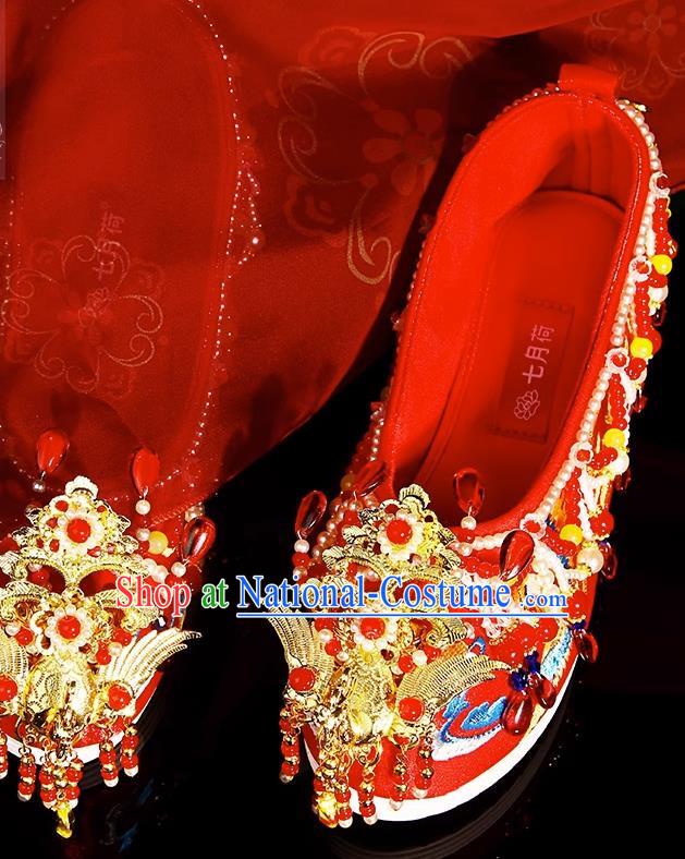 Xiuhe Wedding Shoes Zhenghong Phoenix Customized Chinese Style Bridal Embroidered Shoes