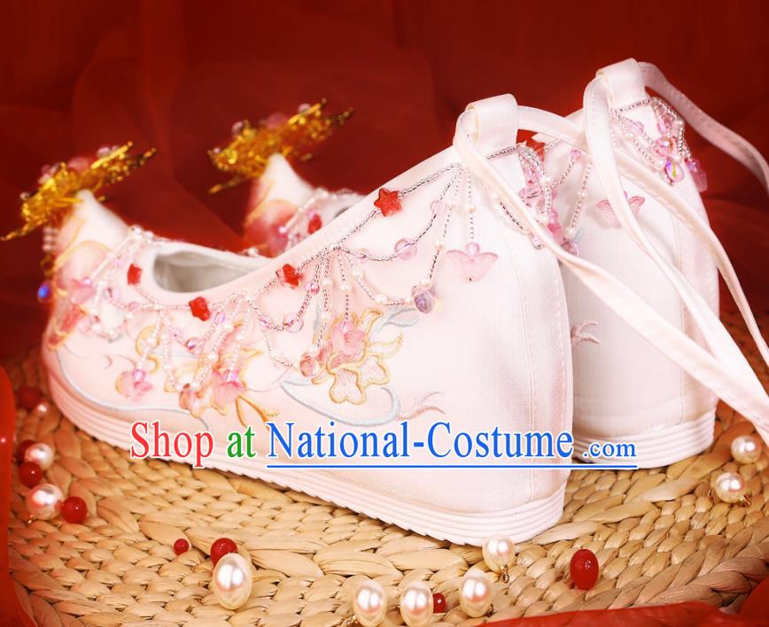 Hanfu Shoes With Heightened Embroidery Flower Shoes Cloth Shoes