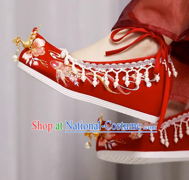 Embroidered Hanfu Wedding Shoes Xiuhe Women Shoes With Raised Head