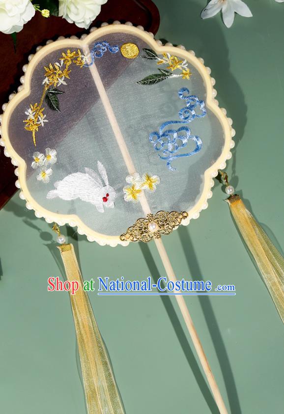 Group Fan Ancient Fan Chinese Style Double Sided Embroidery Round Ancient Hanfu Cheongsam Dance Fan Su Embroidery Streamer