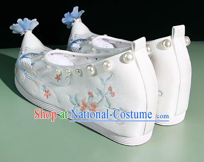 Embroidered Shoes Hanfu Matching Shoes Shallow Mouth Increase Handmade Beaded Pearl Cloth Shoes