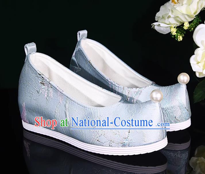 Hanfu Shoes Ink Painting Hand Embossed Raised Toe Cloth Shoes