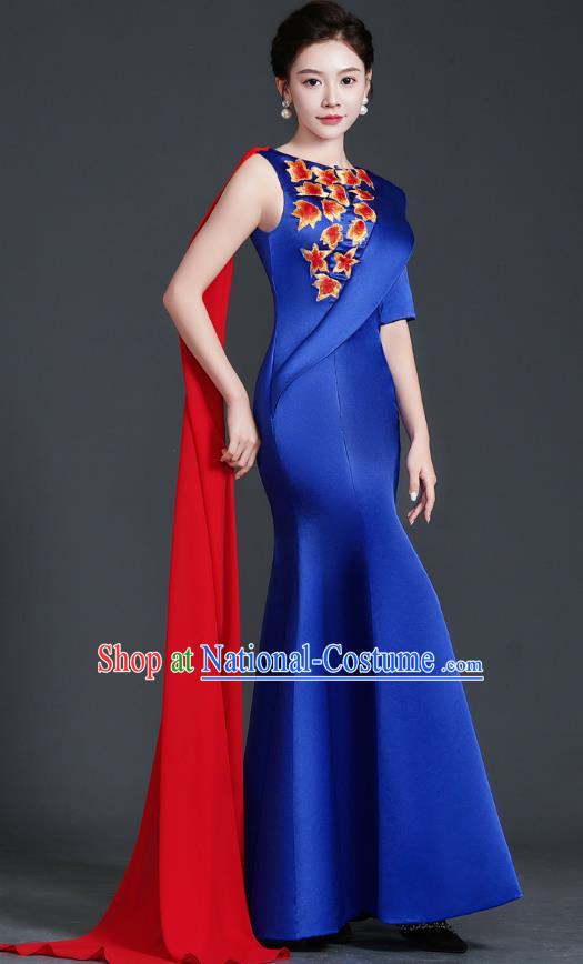 Chinese Design High End Mermaid Evening Dress Guzheng Adult Chorus Clothing Annual Meeting Dress Catwalk Costume