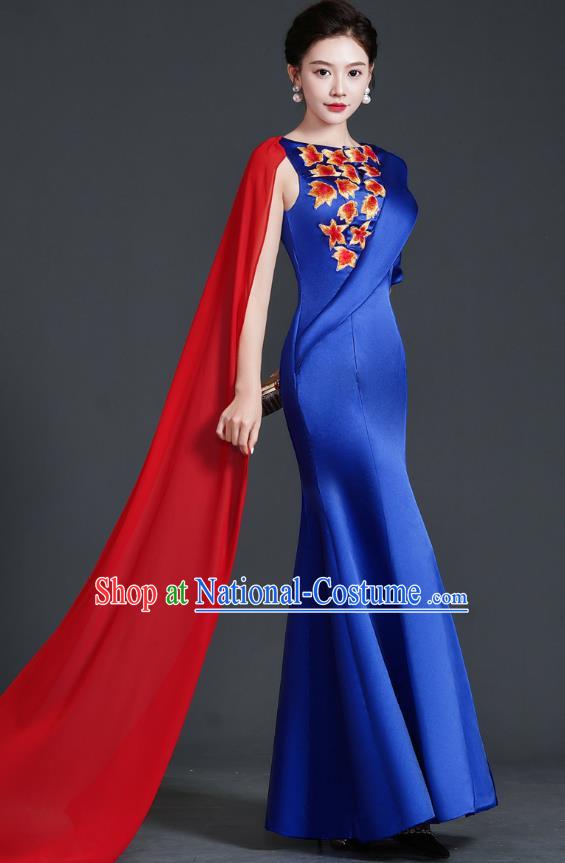 Chinese Design High End Mermaid Evening Dress Guzheng Adult Chorus Clothing Annual Meeting Dress Catwalk Costume