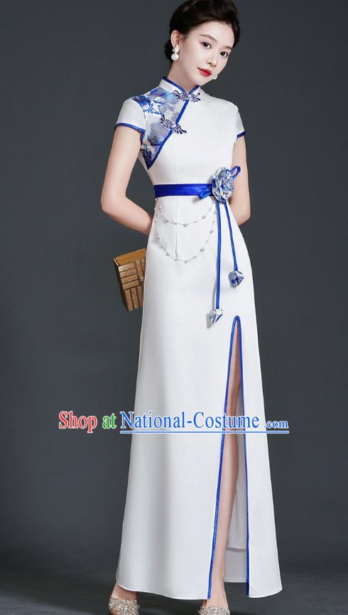 Chinese Design High End Improved Cheongsam Evening Dress Retro Temperament Stage Model Catwalk Costume