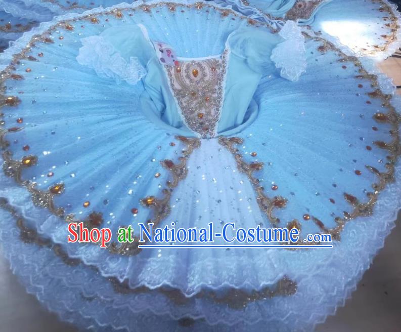 Children Ballet Skirt Girls Light Blue Sequined TUTU Skirt Kindergarten Performance Costume Fluffy Gauze Skirt