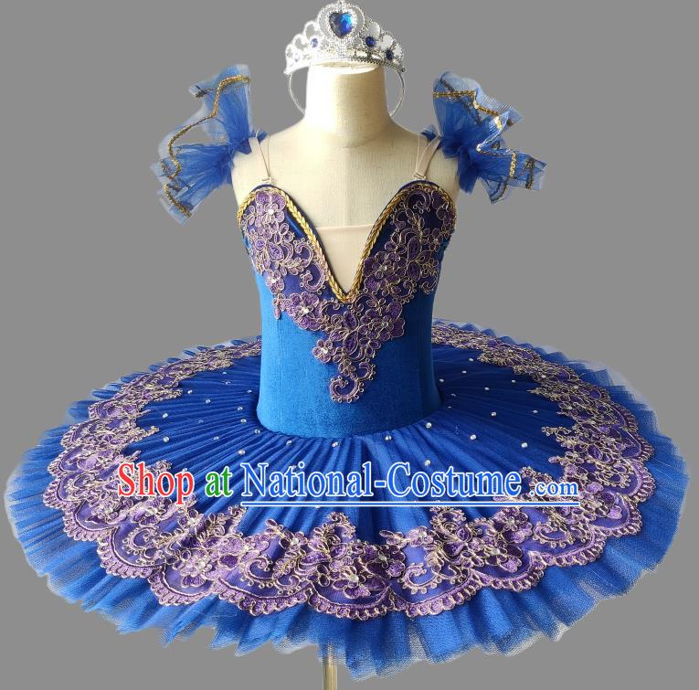 Professional Ballet Skirt Girls TUTU Skirt Sleeping Beauty Little Swan Costume Blue Performance Costume