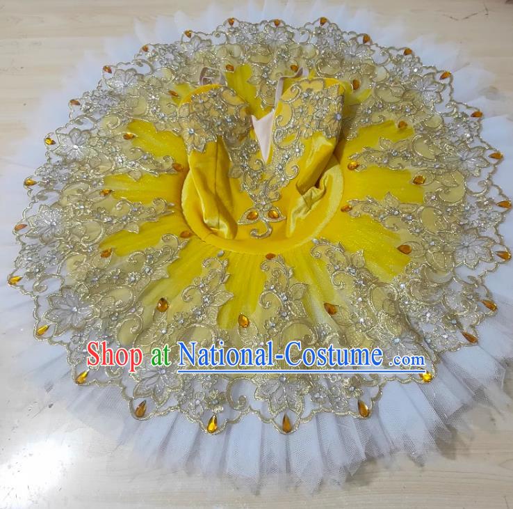 Yellow Girls Professional Ballet Skirt Dance Costume Children Swan Lake Performance Costume Tutu Skirt Children Little Swan Tutu Skirt