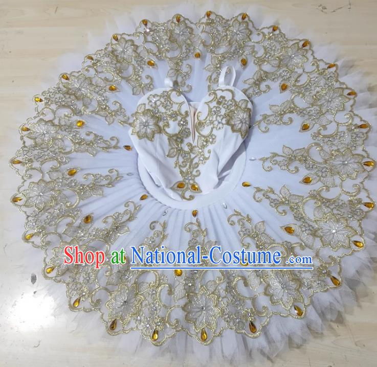 White Girls Professional Ballet Skirt Dance Costume Children Swan Lake Performance Costume Tutu Skirt Children Little Swan Tutu Skirt