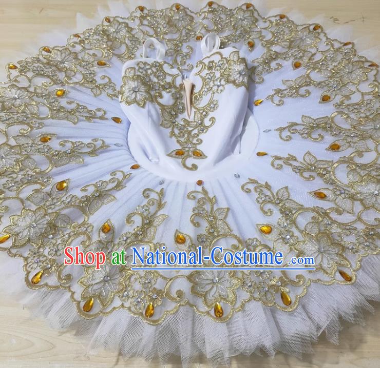 White Girls Professional Ballet Skirt Dance Costume Children Swan Lake Performance Costume Tutu Skirt Children Little Swan Tutu Skirt