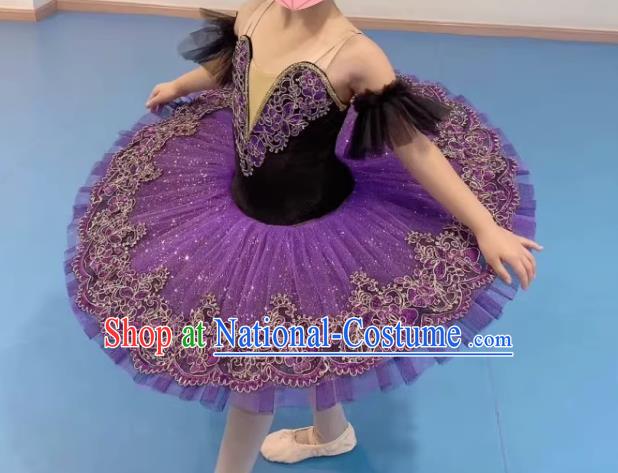 Professional Swan Lake Dance Performance Costumes Children Ballet Skirt Girls Tutu Skirt Lilac Sleeping Beauty Costumes