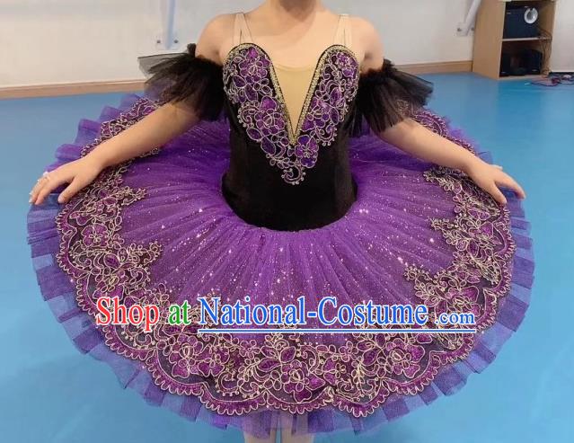 Professional Swan Lake Dance Performance Costumes Children Ballet Skirt Girls Tutu Skirt Lilac Sleeping Beauty Costumes