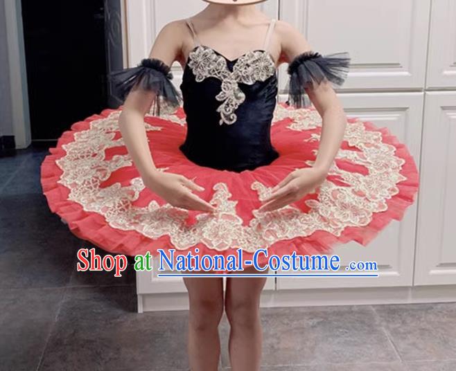 Children Professional Ballet Skirt Red Don Quixote Ballet Costume Competition Swan Lake TUTU Fluffy Gauze Skirt