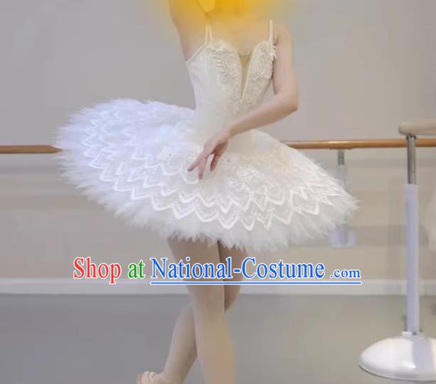 Tutu White Ballet Skirt Adult Professional Gauze Skirt Children Fluffy Little Swan Girls Swan Lake Performance Clothing