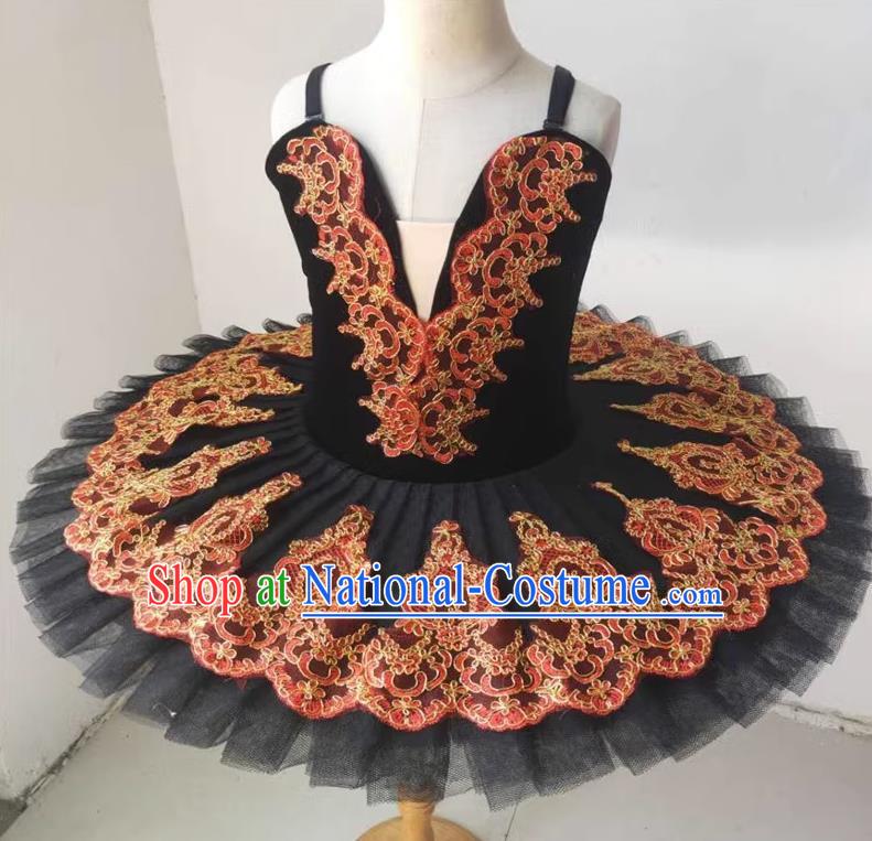 Ballet Skirt Children Black Swan Lake Dance Girl Little Swan Pettiskirt Ballet Tutu Costume