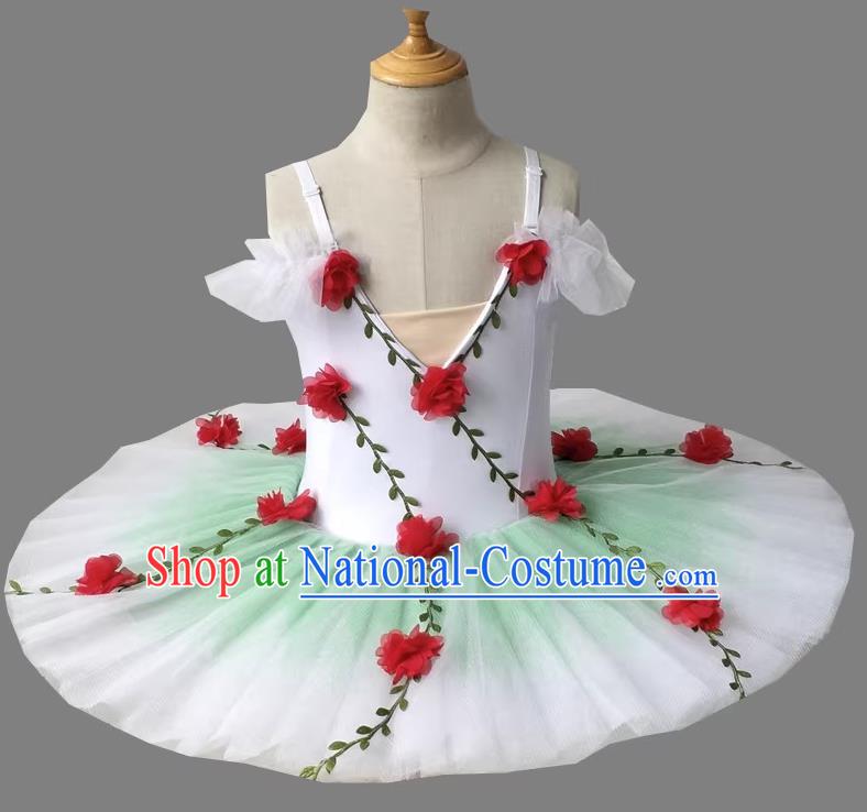 Ballet Skirt Gradient Tutu Skirt Children Swan Lake Girls Fluffy Professional Little Swan Suspenders Costumes