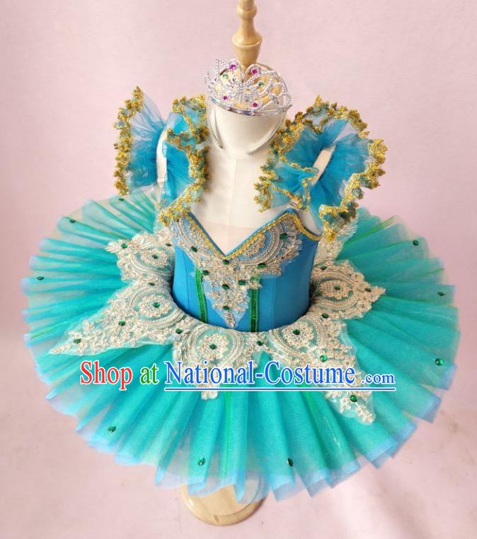 Ballet Skirt Children Costumes Swan Lake Tutu Skirt Sling Gauze Skirt Blue Green Little Swan Dance Tutu Skirt