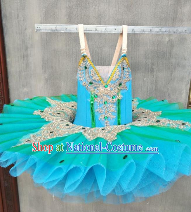 Ballet Skirt Children Costumes Swan Lake Tutu Skirt Sling Gauze Skirt Blue Green Little Swan Dance Tutu Skirt