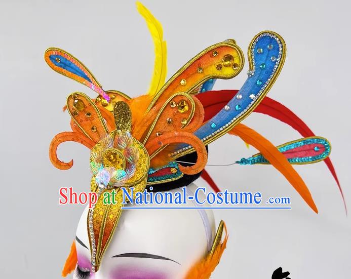 Chinese Dance Drama Crested Ibis Dance Dance Performance Feather Three Dimensional Headdress Children Performance Stage Performance Dance Hair Accessories Catwalk Show