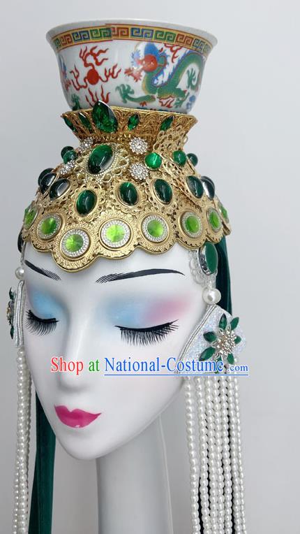 Mongolian Hair Band Tassel Style Art Test National Top Bowl Dance Children Dance Hair Accessories Top Bowl Hat With Rack Top Bowl Headdress