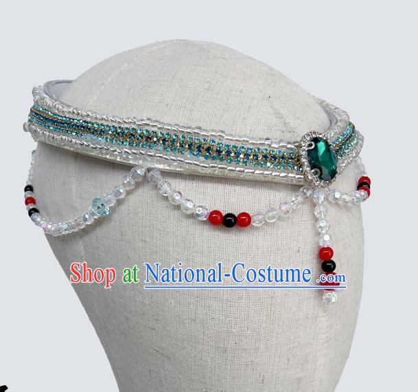 Mongolian Ethnic Dance Headdress Female Performance Headdress Beaded Beads Handmade Headdress Female Performance Dance Costume Accessories