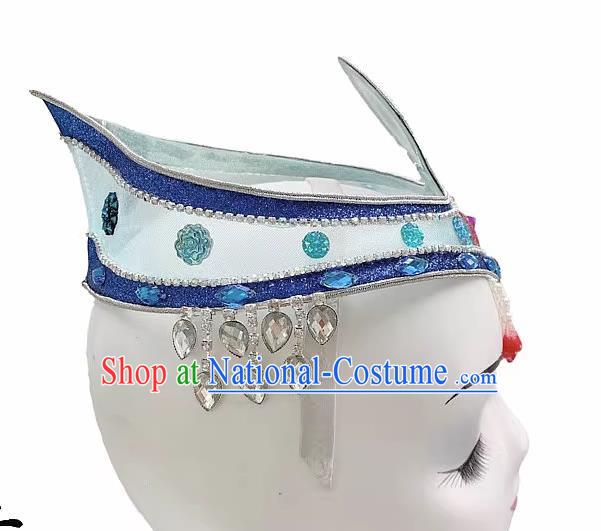 Mongolian Dance Headdress Wind Swan Goose Dance Dance Blue Classical Performance Art Test Headdress Wig