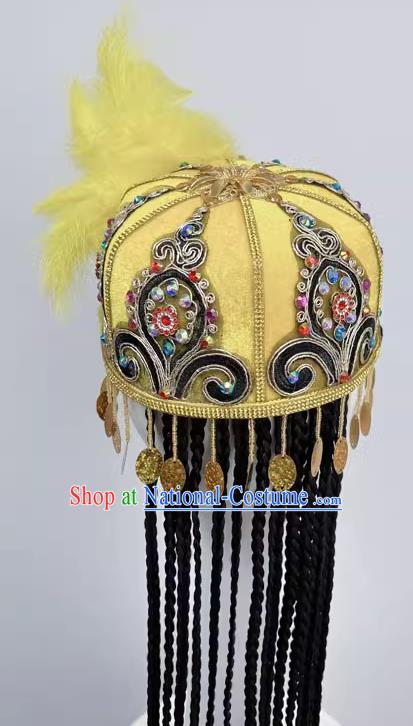 Ethnic Dance Headdress Xinjiang Uyghur Hat Half Feather Style Art Test Dance Performance Hair Accessories