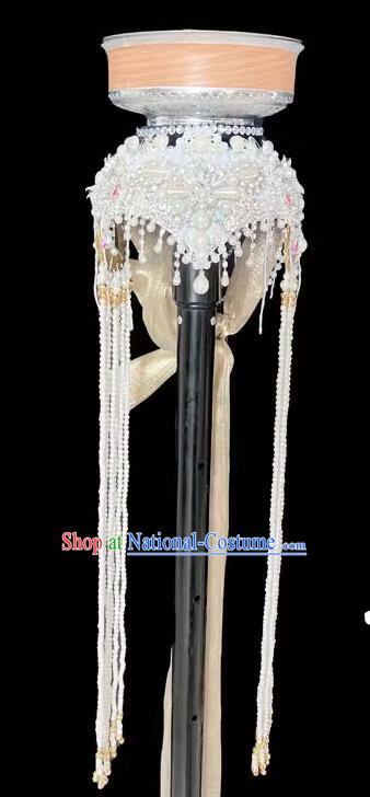 Mongolian Dance Top Bowl Dance Headdress Handmade Beaded Long Tassel Top Bowl Shape Dance Headdress