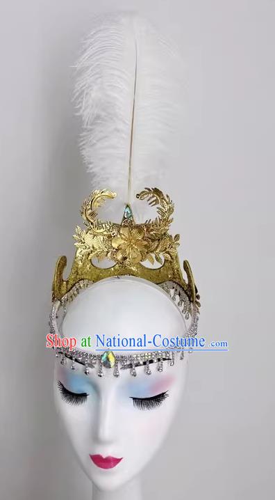 Golden Uighur Feather Dance Performance Headdress Female Xinjiang Uyghur Headdress