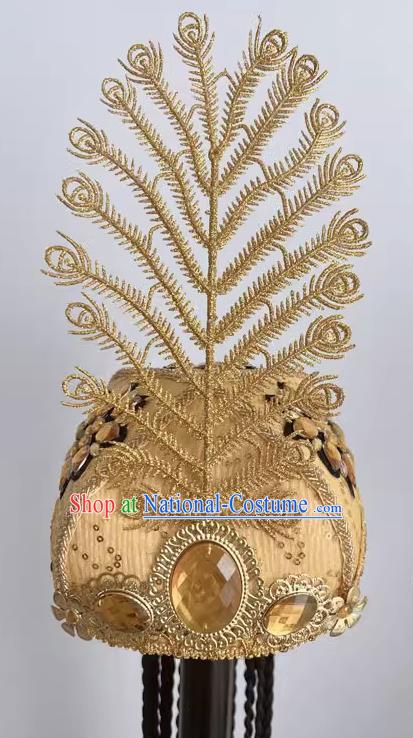 Xinjiang Uyghur Dance Performance Hat Golden Feather Minority Dance Performance Headdress