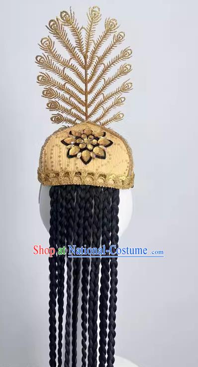 Xinjiang Uyghur Dance Performance Hat Golden Feather Minority Dance Performance Headdress