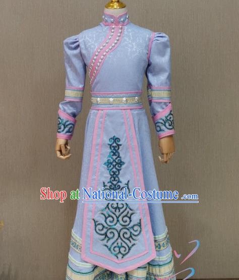 White Children Mongolian Dance Costume Happy Sunshine Girl Solo Mongolian Costume Female Skirt