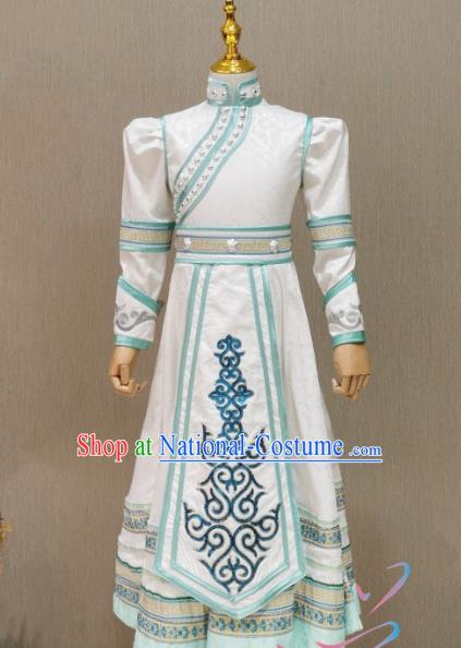 Blue Children Mongolian Dance Costume Happy Sunshine Girl Solo Mongolian Costume Female Skirt