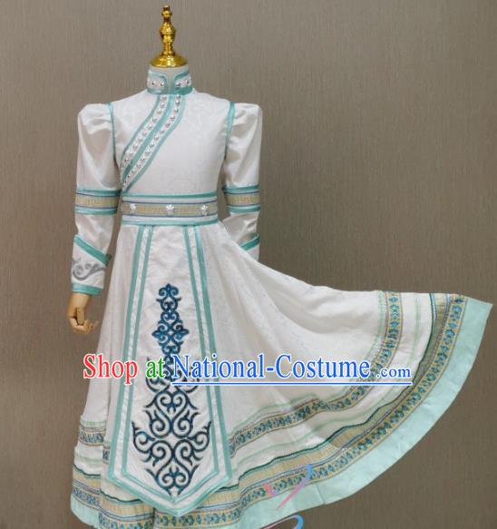 Blue Children Mongolian Dance Costume Happy Sunshine Girl Solo Mongolian Costume Female Skirt