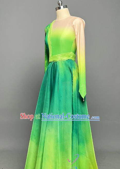 Classical Dance Tage Line Ancient Style Green Elegant Gradient Chinese Style Large Swing Skirt Costume