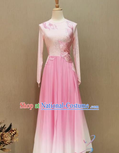 Fuqu Classical Dance Costume Female Pink Gradient Fan Dance Elegant Chinese Style Costume