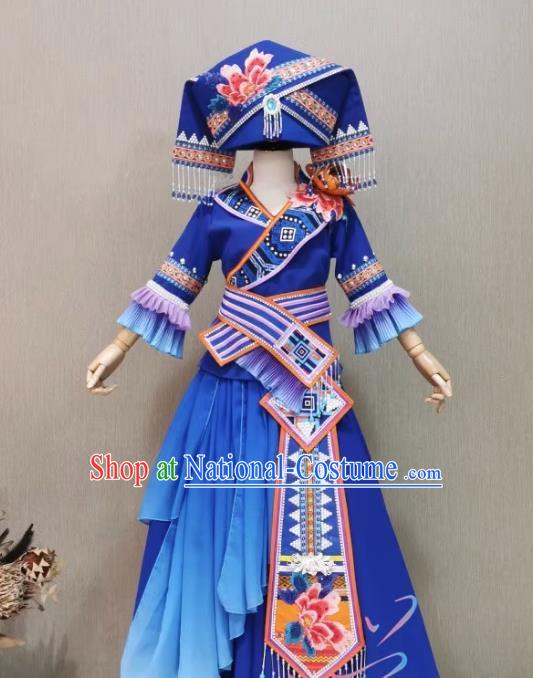 Children Zhuang Costumes Guangxi March 3 Ethnic Minority Performance Costumes 56 Ethnic Minorities